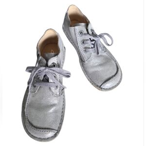 Clarks Funny Dream Oxford Shoes Women 7.5 Metallic‎ Grey Leather Office Comfort